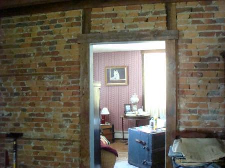 an interior wall between living room and parlor